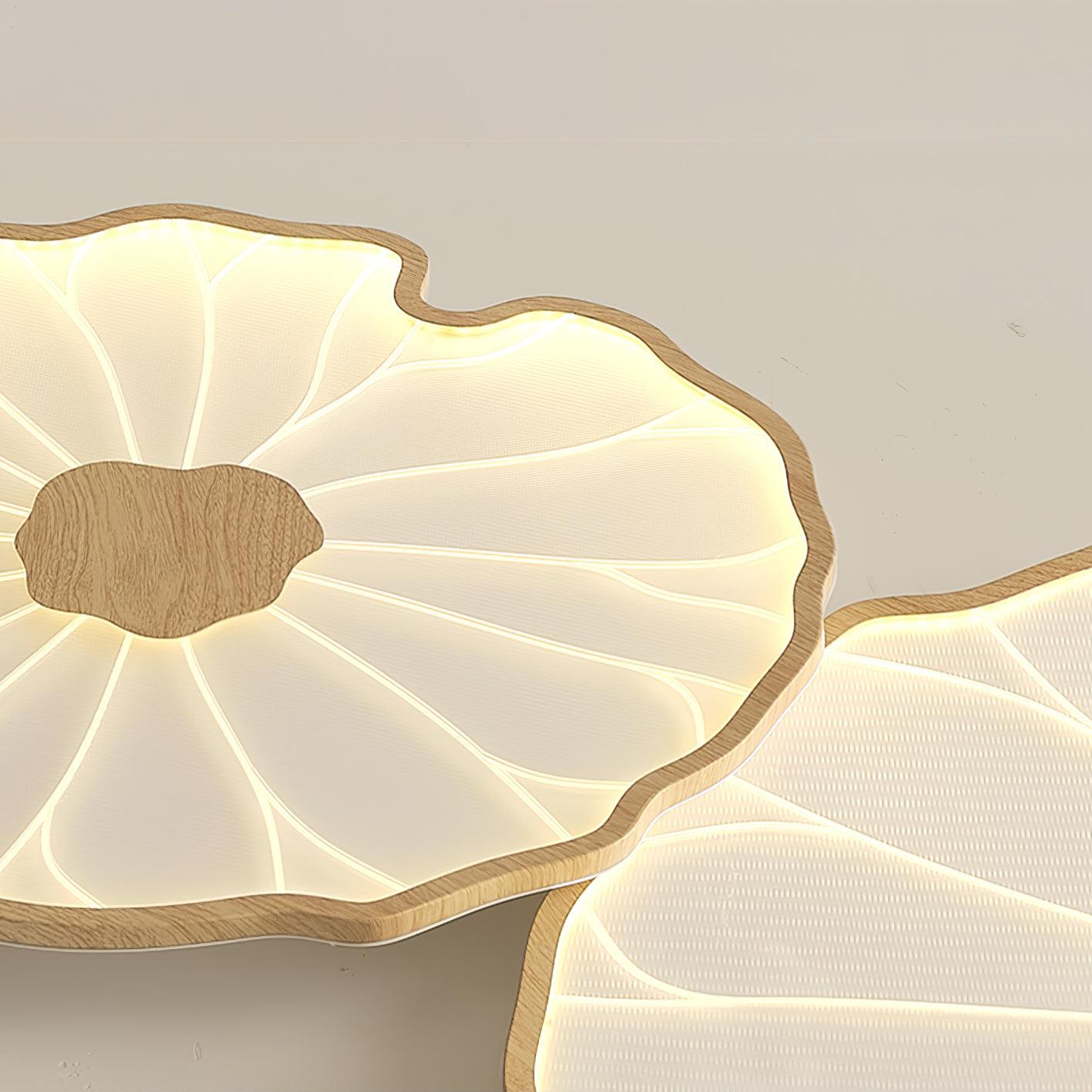 Solara Plafonnier Feuille de Lotus avec Finition Bois