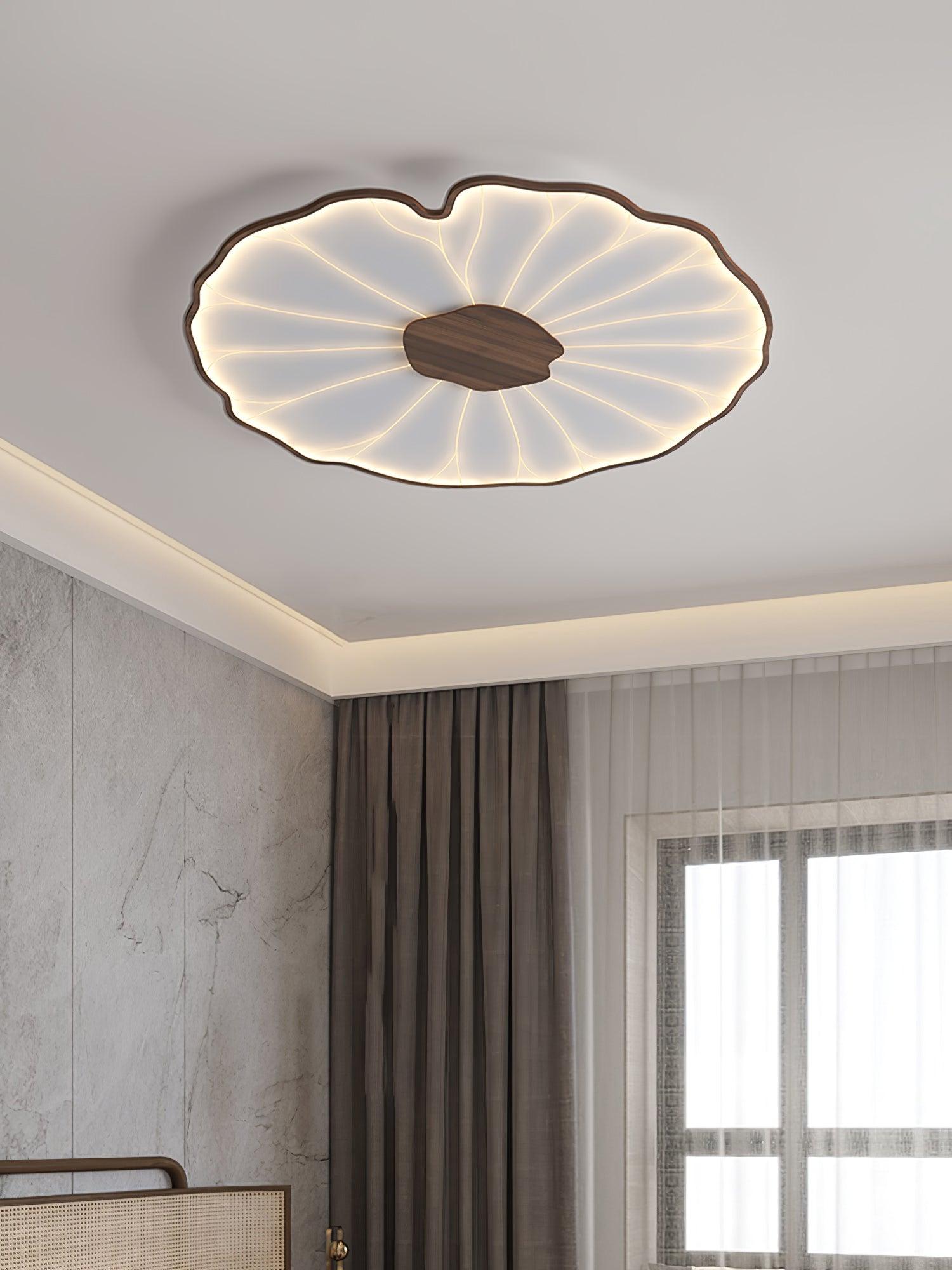 Solara Plafonnier Feuille de Lotus avec Finition Bois