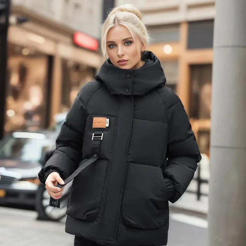Veste Puffer Femme Matelassée Avec Capuche Coupe Confort Hiver Urbain