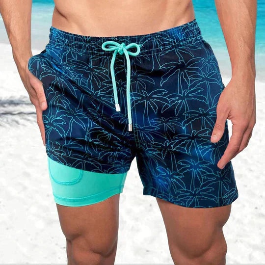 Short de bain homme 2-en-1 à compression et séchage rapide