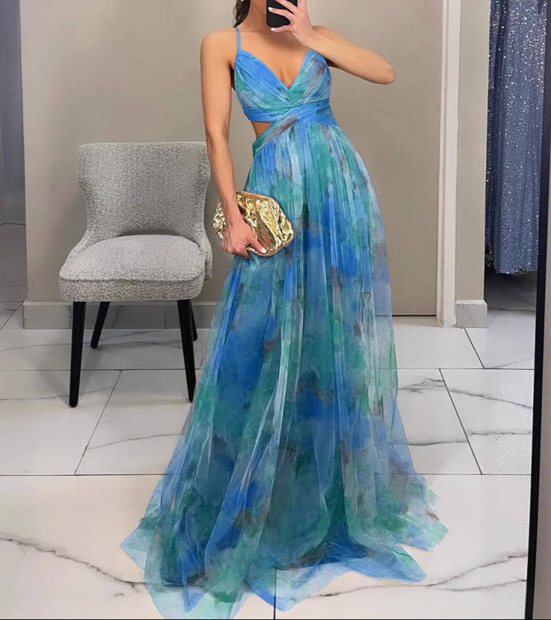Robe Femme Maxi Fluide Élégante Bretelles Coupe Légère