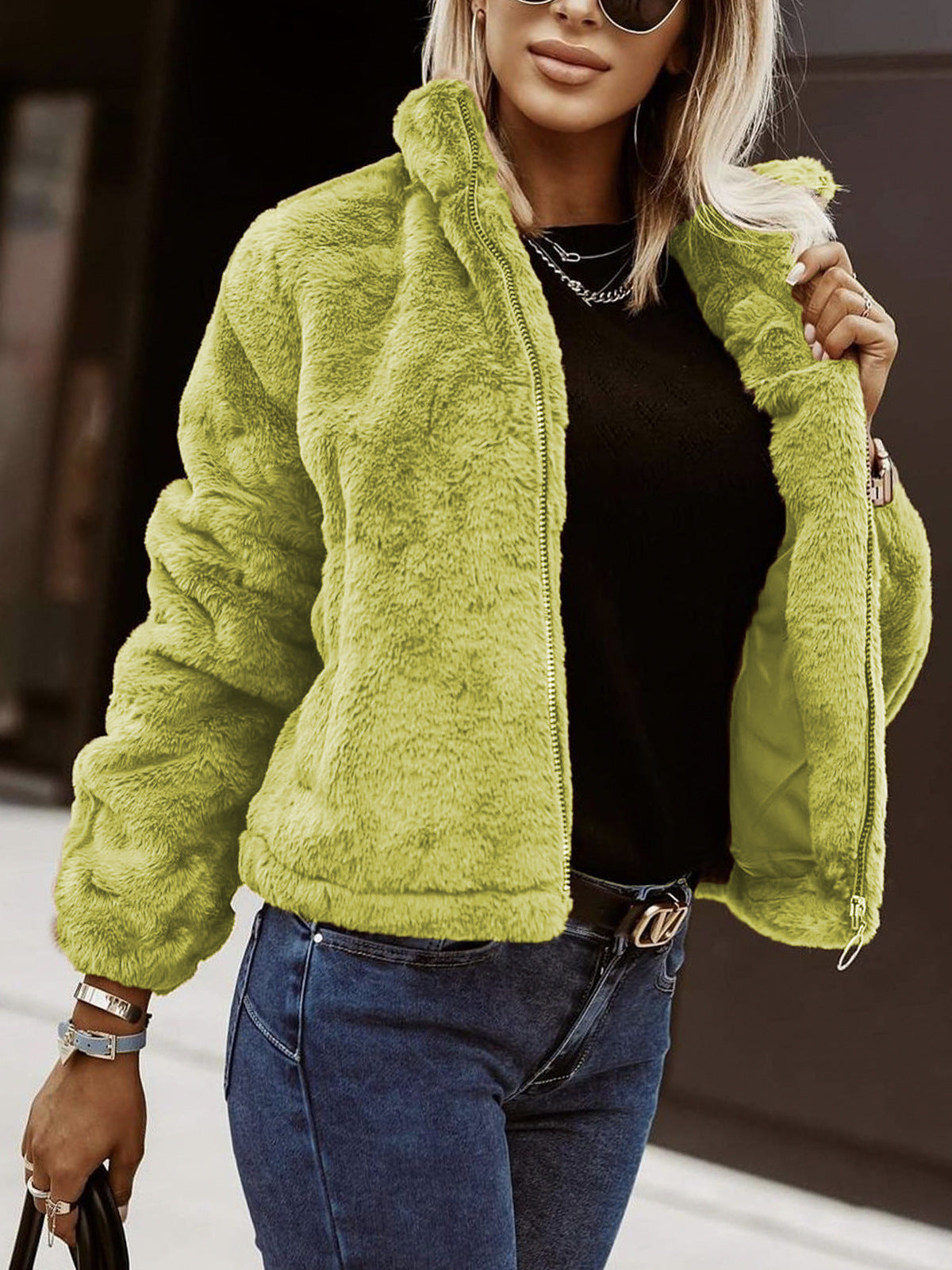 Veste Teddy Femme Zippée Style Bomber Confort Douillet