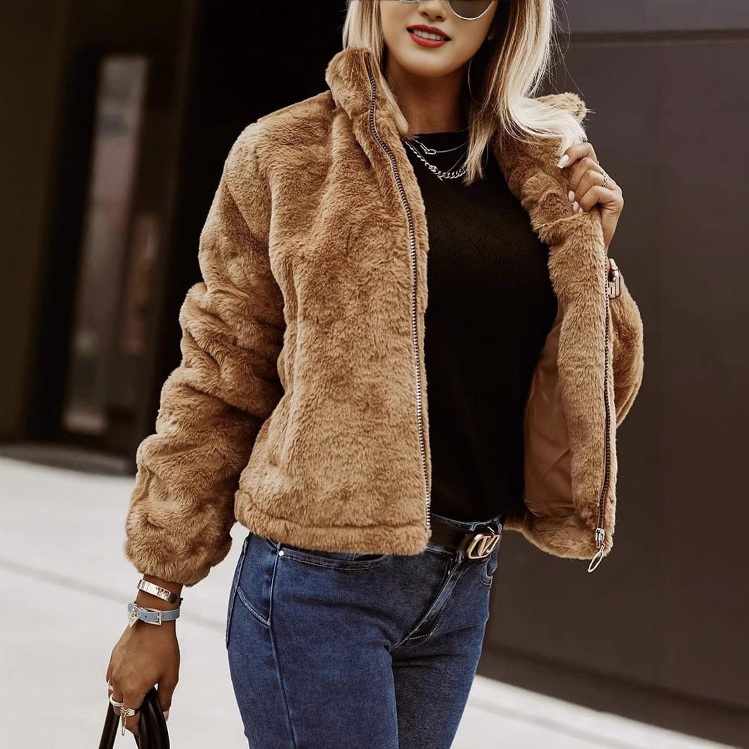 Veste Teddy Femme Zippée Style Bomber Confort Douillet