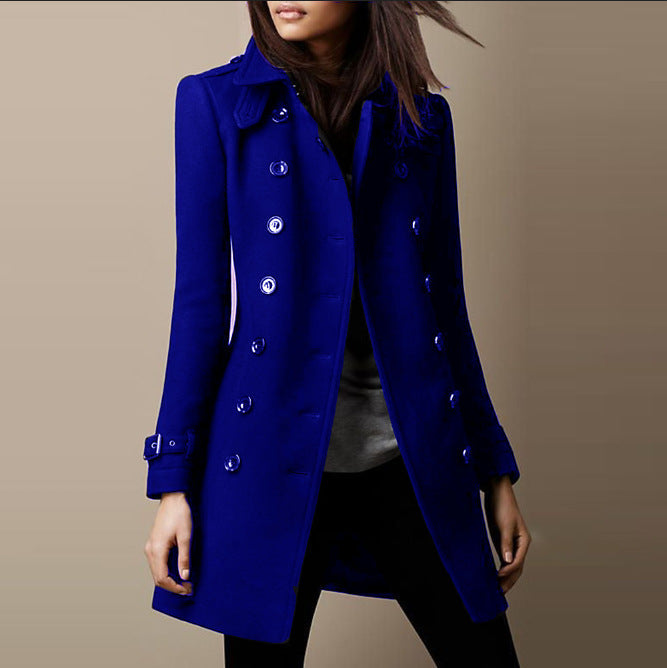 Trench coat femme long coupe ajustée double boutonnage élégant mi-saison