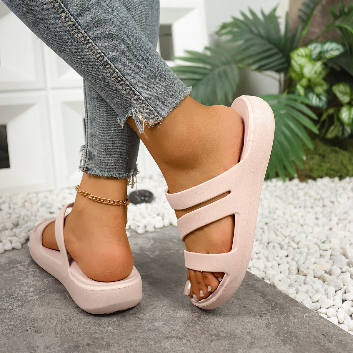 Sandales Femme Plateforme EVA Bandes Croisées Confort