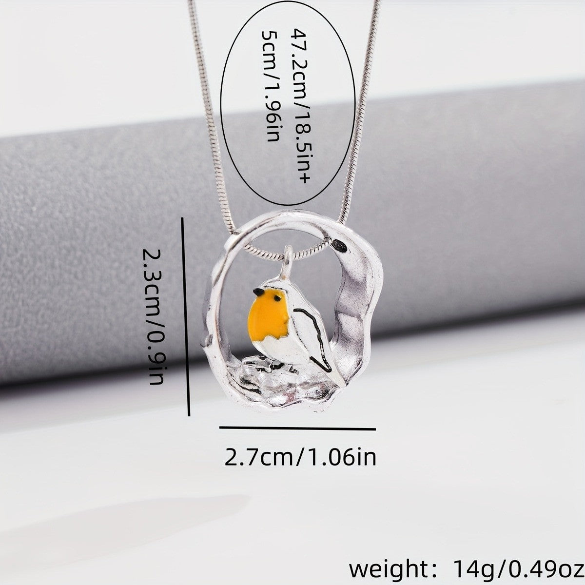 Collier femme argenté avec pendentif rouge-gorge