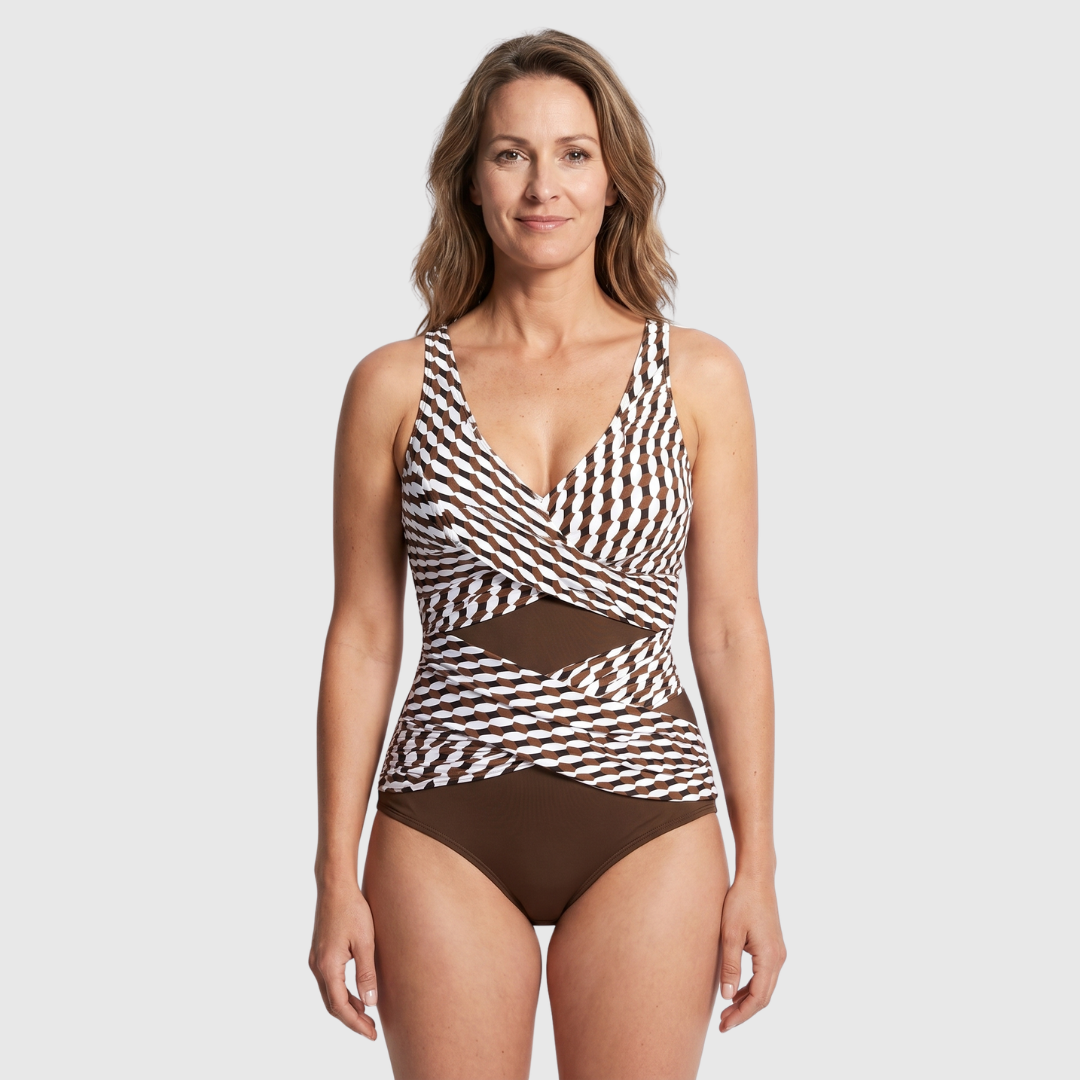 Maillot de Bain Sculptant Élégant avec Détail Croisé