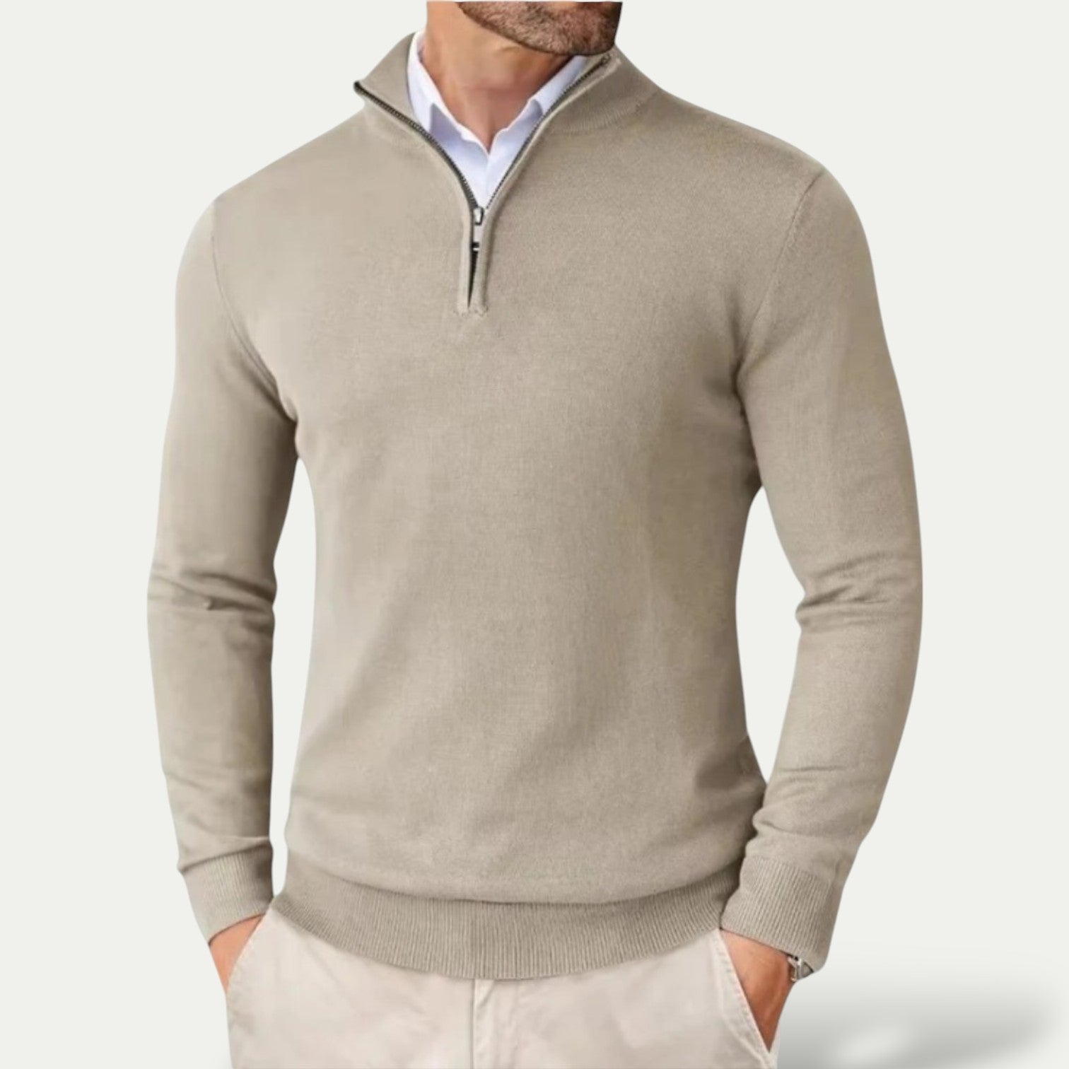 Pull en coton pour homme à demi-zip – Confort respirant et style polyvalent