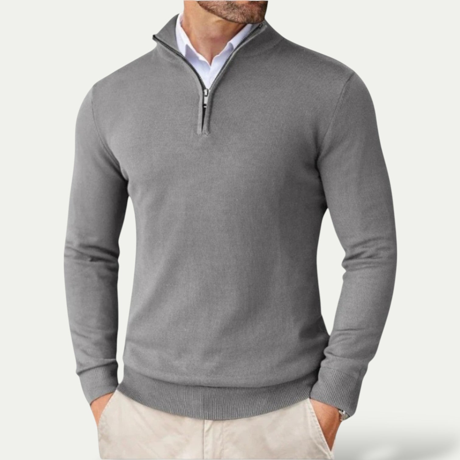 Pull en coton pour homme à demi-zip – Confort respirant et style polyvalent