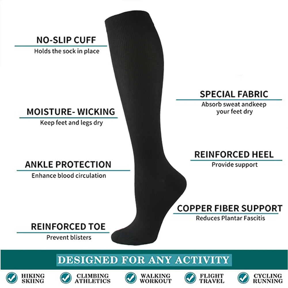 Chaussettes de compression unisexes anti-fatigue sport et voyage