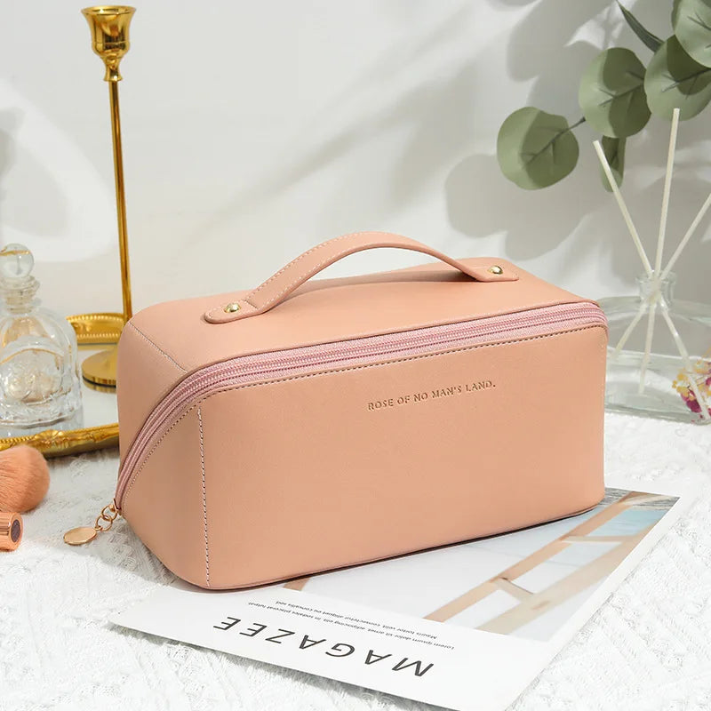 Trousse de toilette femme luxe avec poignée et fermeture zippée