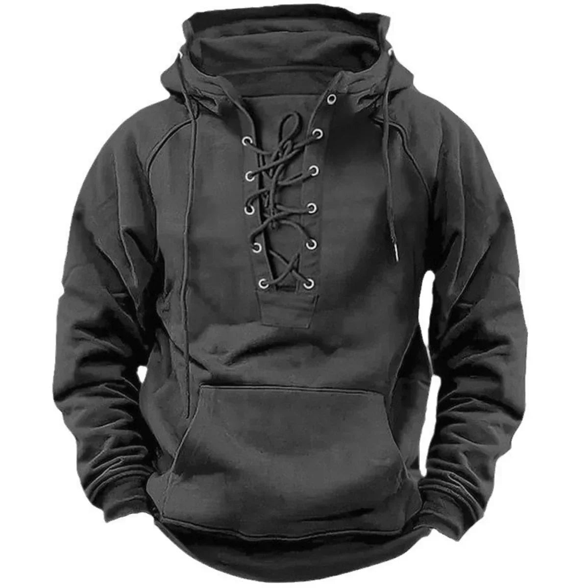 Sweat à capuche homme épais à col lacé style vintage