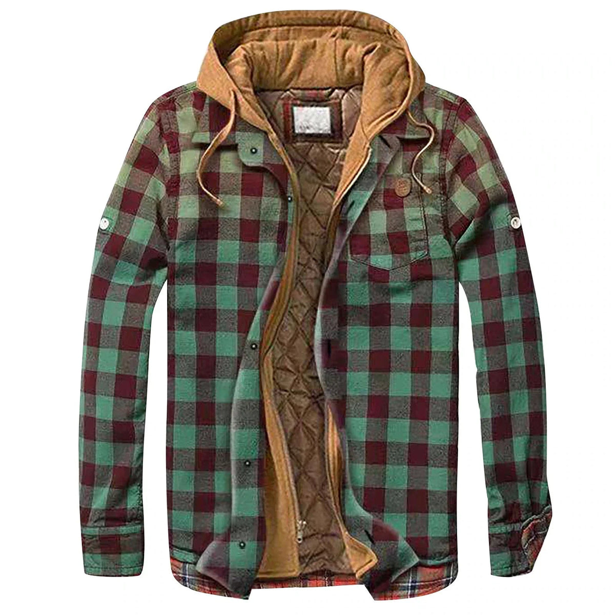 Veste à carreaux homme à capuche avec doublure matelassée