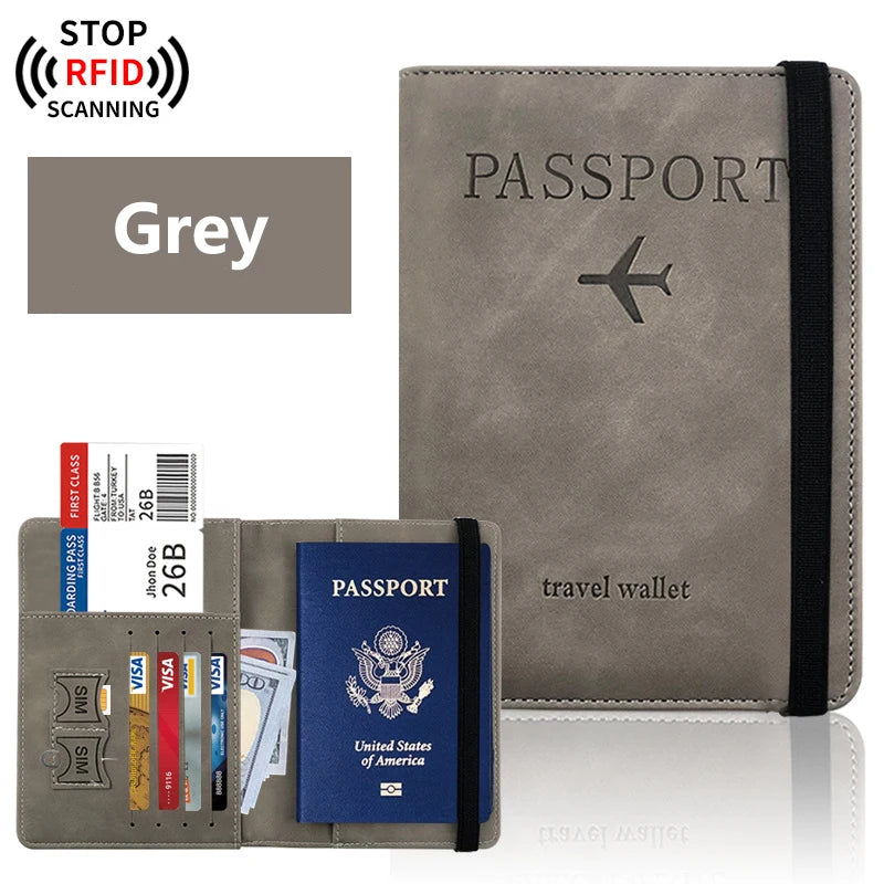 Porte-passeport de voyage en PU avec rangements cartes