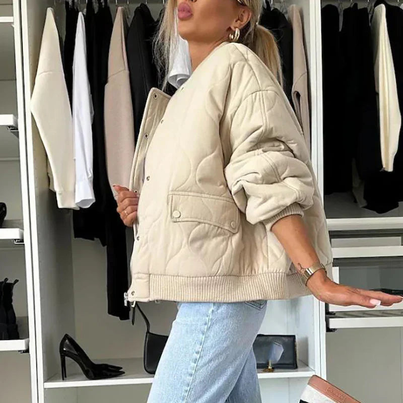 Bomber Femme Oversize Matelassé Coupe Ample Confort Quotidien