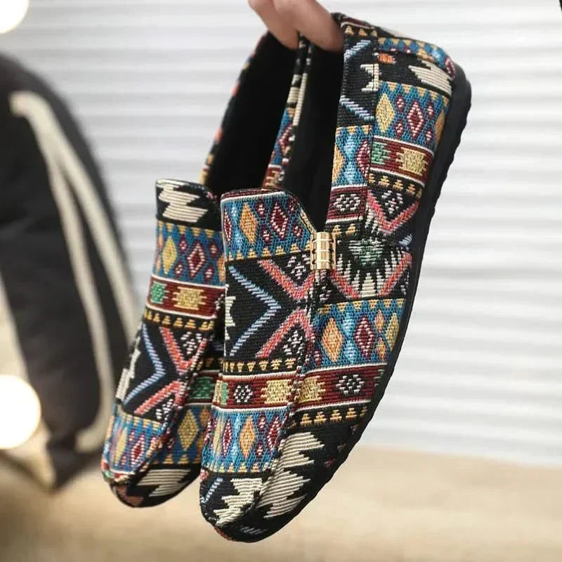 Mocassins homme confort à motif ethnique