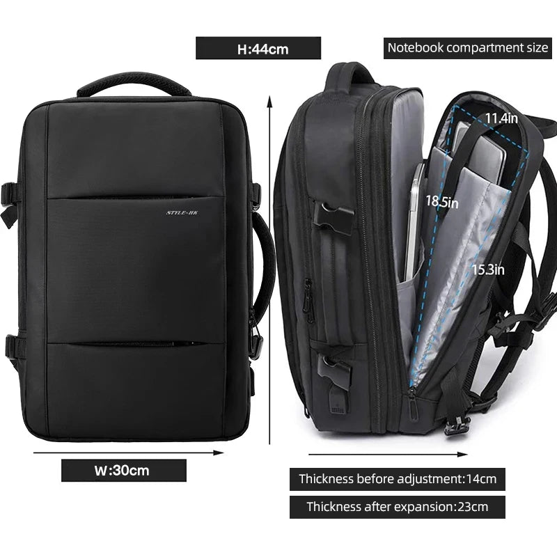 Sac à dos homme extensible grande capacité – Sac scolaire, cartable, sac à livres, sac de sport, ordinateur et voyage