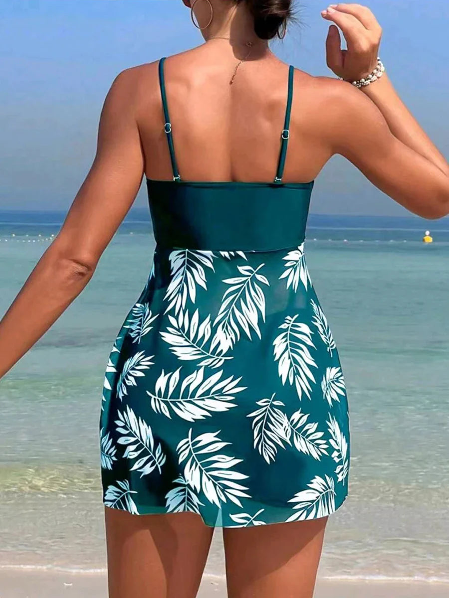 Tankini Femme Taille Haute Effet Sculptant Imprimé Plage Été