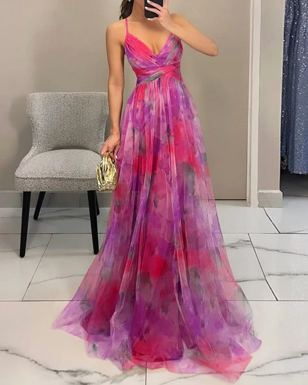 Robe Femme Maxi Fluide Élégante Bretelles Coupe Légère