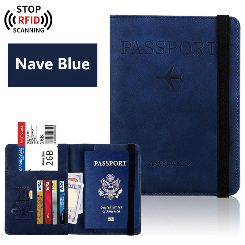 Porte-passeport de voyage en PU avec rangements cartes
