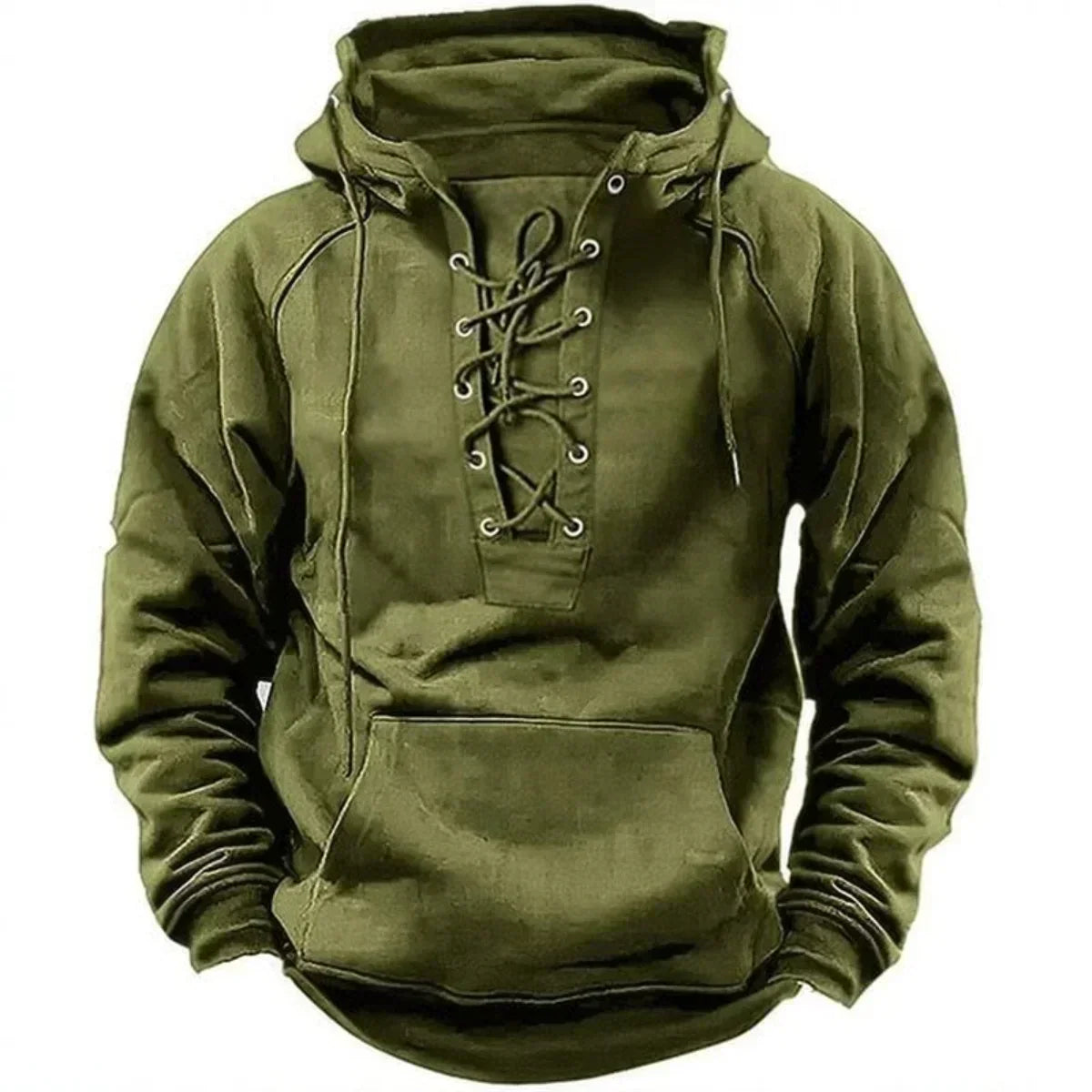 Sweat à capuche homme épais à col lacé style vintage