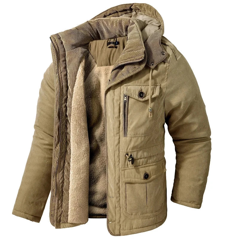 Parka homme chaude à capuche amovible