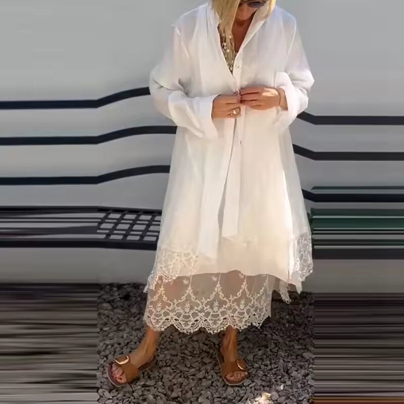 Ensemble robe femme avec cardigan fluide et dentelle