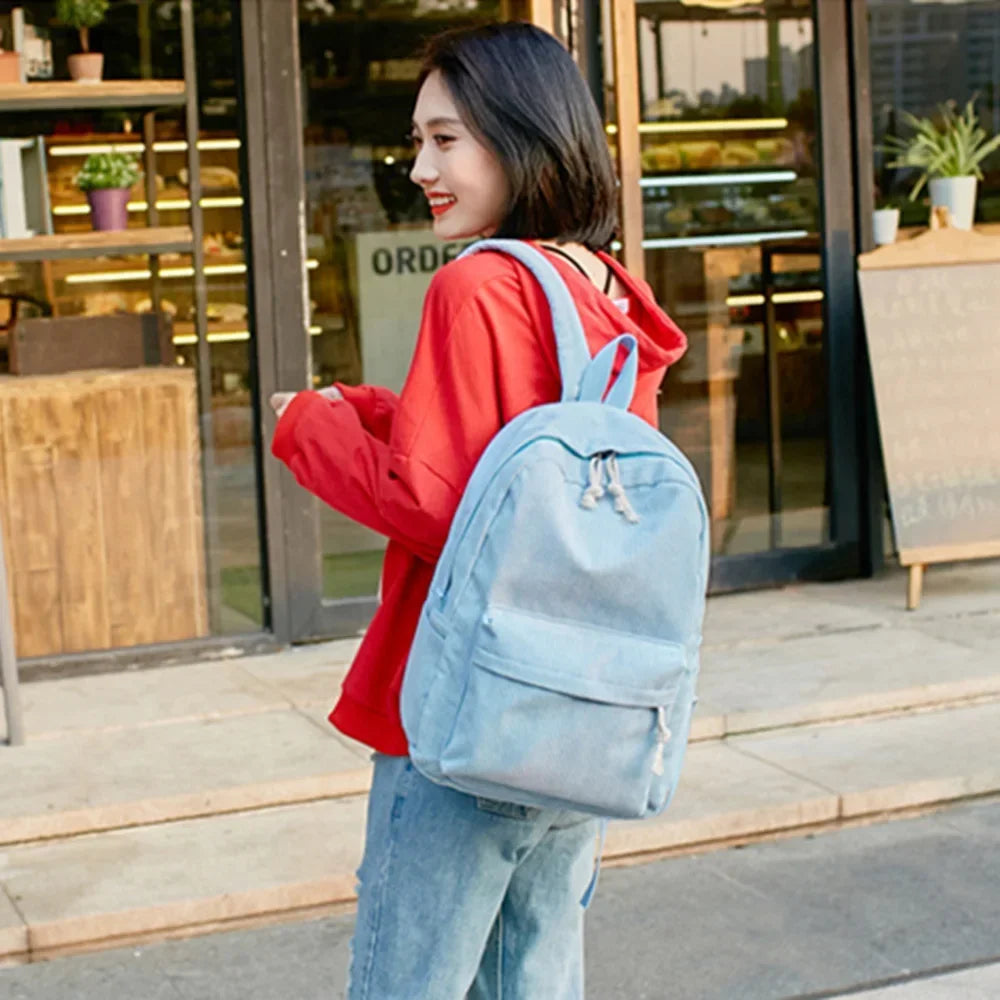 Sac à dos scolaire unisexe en velours côtelé – Cartable, sac d’école pour cours et usage quotidien