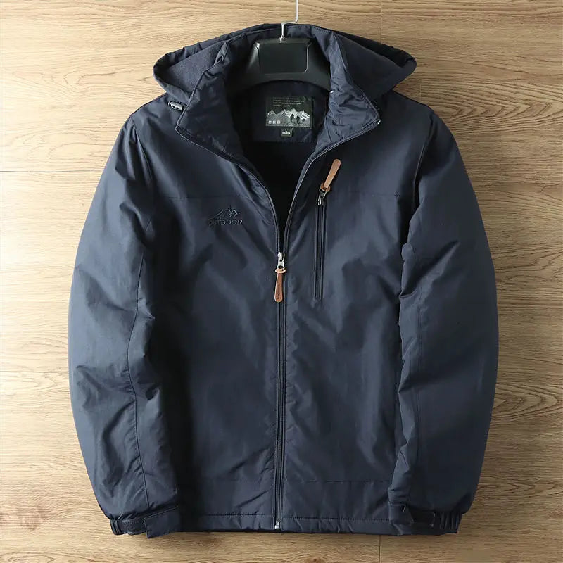 Veste imperméable homme à capuche et fermeture zippée