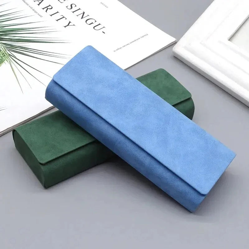 Étui à lunettes rigide unisexe de luxe effet cuir pliable