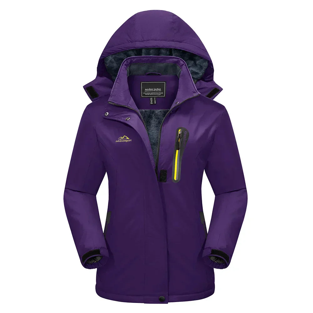 Veste de ski femme avec capuche – chaude, imperméable et sportive
