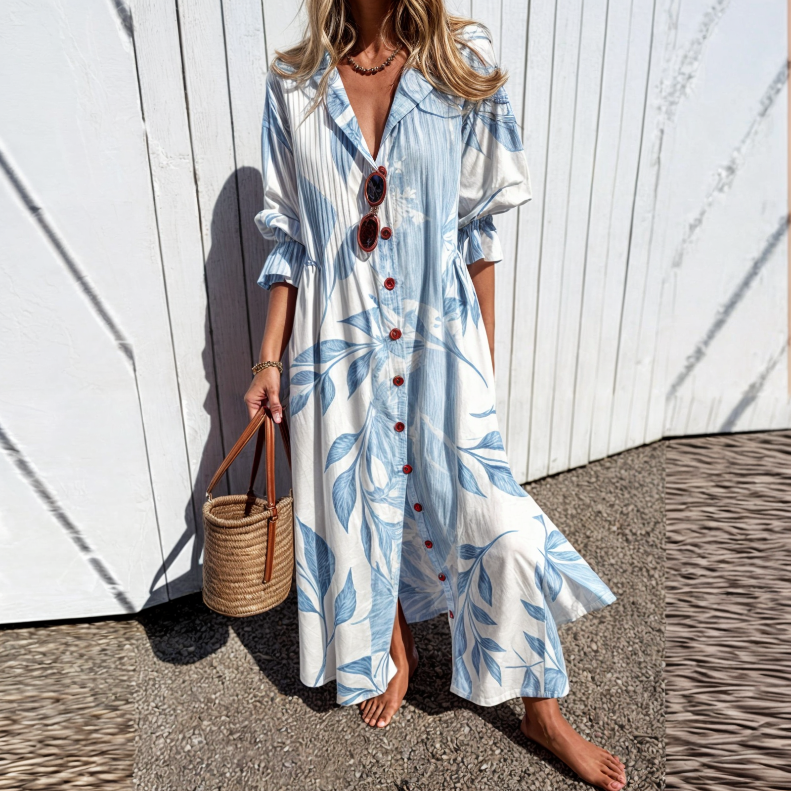 Robe Longue Fleurie Femme Coupe Fluide Bohème Coton-Viscose Style Estival
