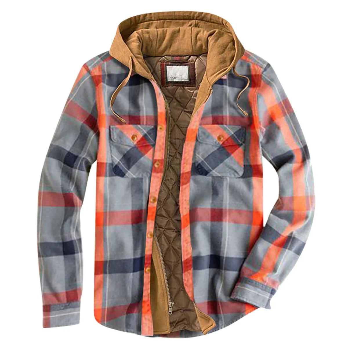 Veste à carreaux homme à capuche avec doublure matelassée