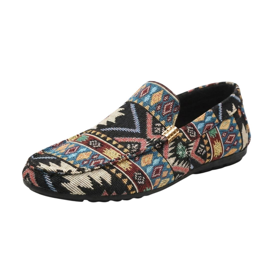 Mocassins homme confort à motif ethnique
