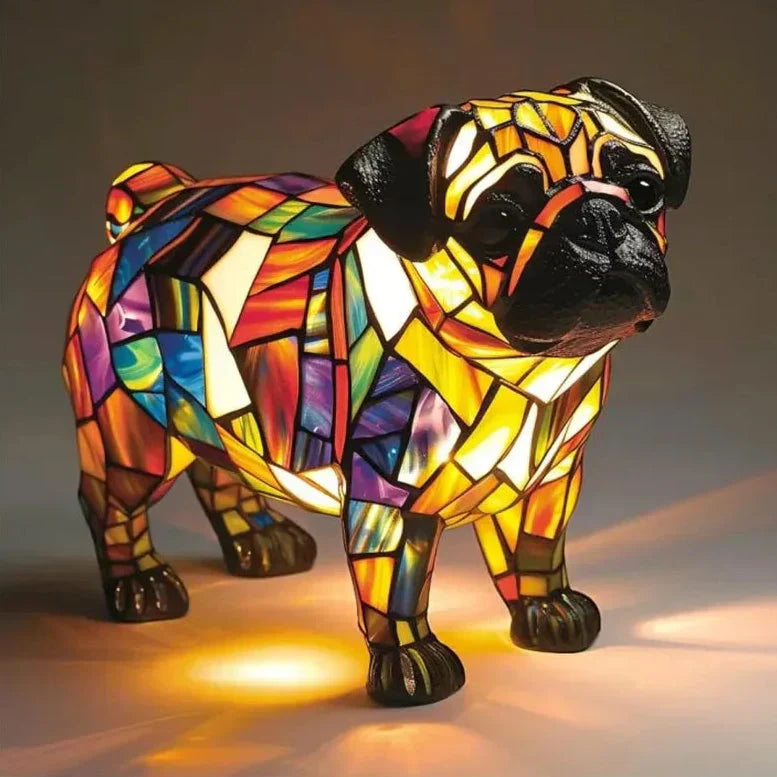 Lampe décorative design Zoomer sur l'image - Brillance du Bulldog Français – couleurs vives – 17,5 × 17 cm