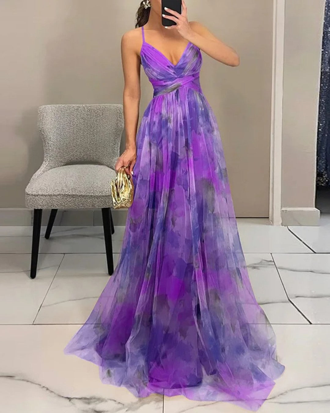 Robe Femme Maxi Fluide Élégante Bretelles Coupe Légère