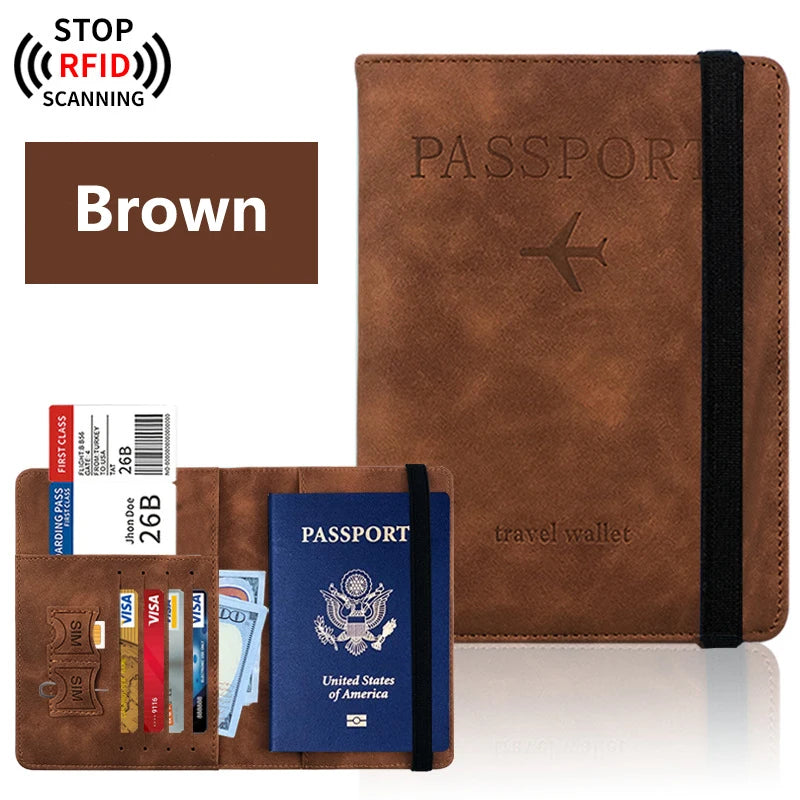 Porte-passeport de voyage en PU avec rangements cartes