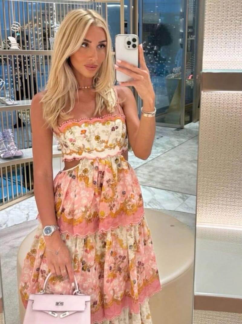 Robe Longue Bohème à Volants Imprimés
