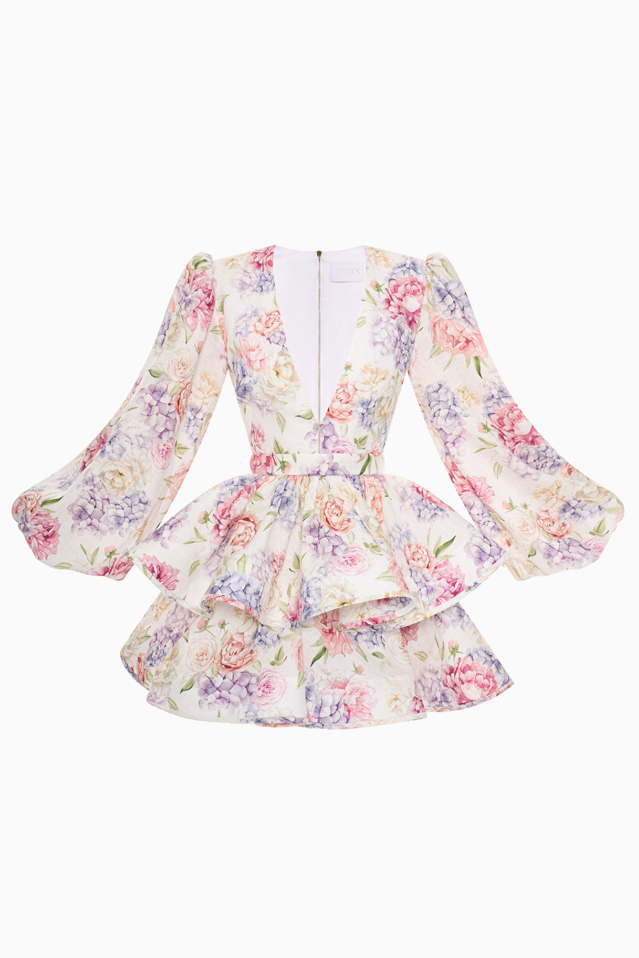 Robe Femme Évasée Imprimé Floral Manches Volumineuses Coupe Structurée