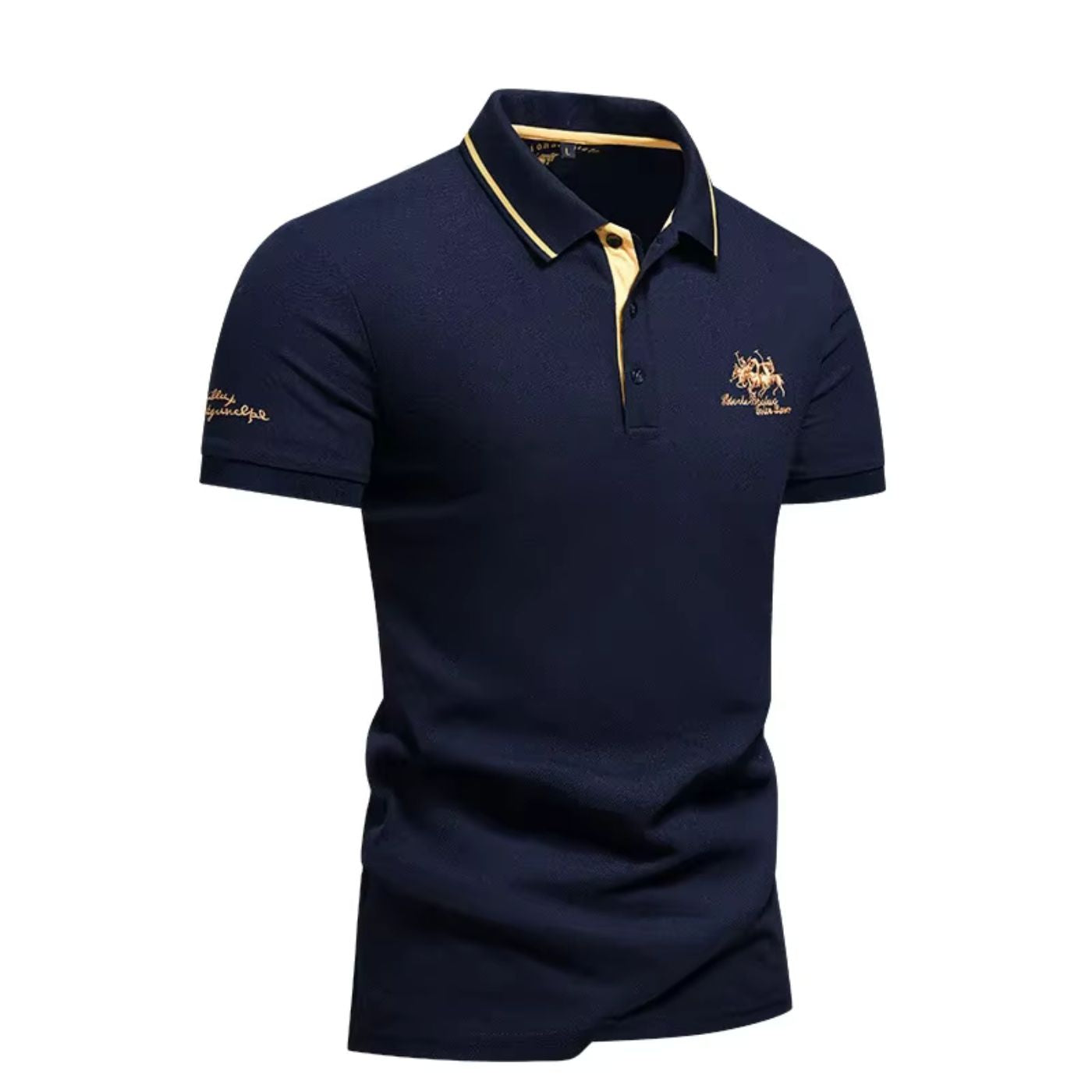 Polo homme respirant brodé à manches courtes