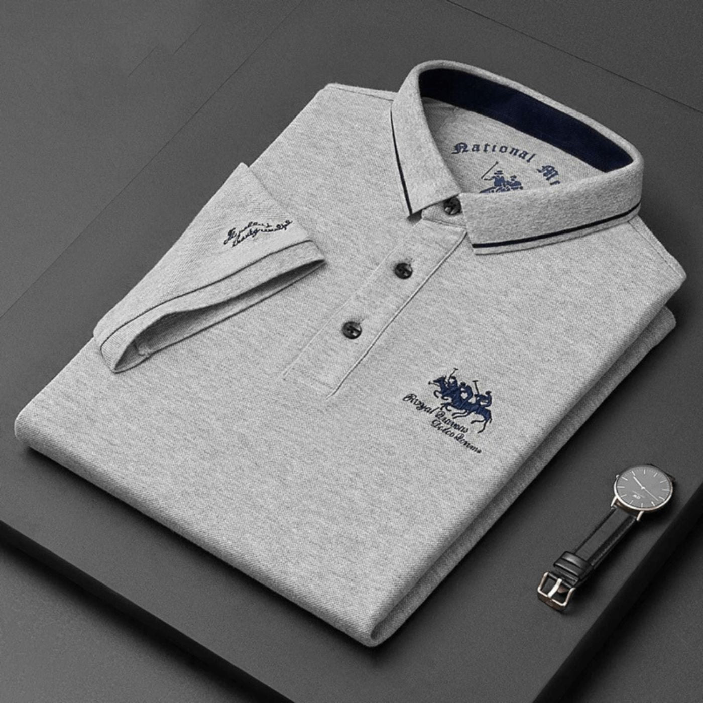 Polo homme respirant brodé à manches courtes