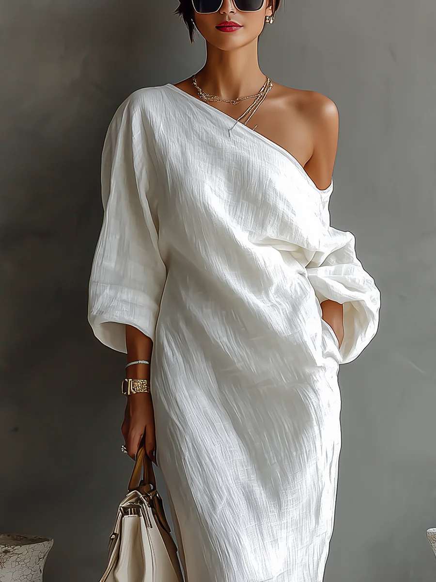 Robe maxi femme asymétrique à une épaule