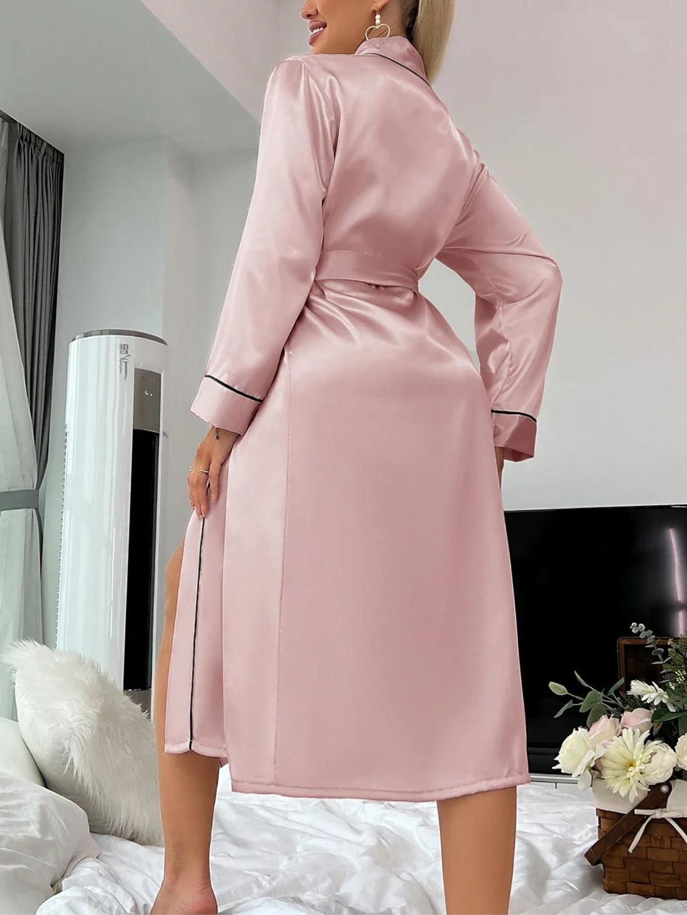 Peignoir femme en satin – robe de chambre élégante et légère