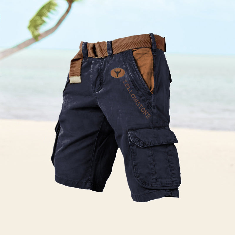 Short cargo homme d’été à poches multiples et ceinture