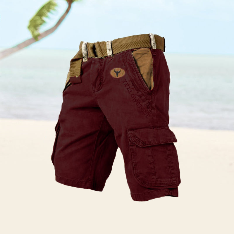 Short cargo homme d’été à poches multiples et ceinture