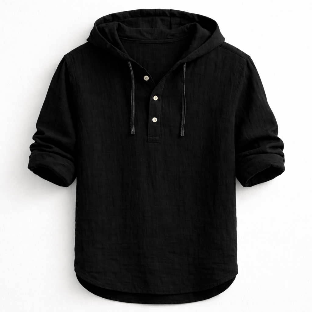 Chemise Homme en Lin Coupe Décontractée avec Capuche Ajustable