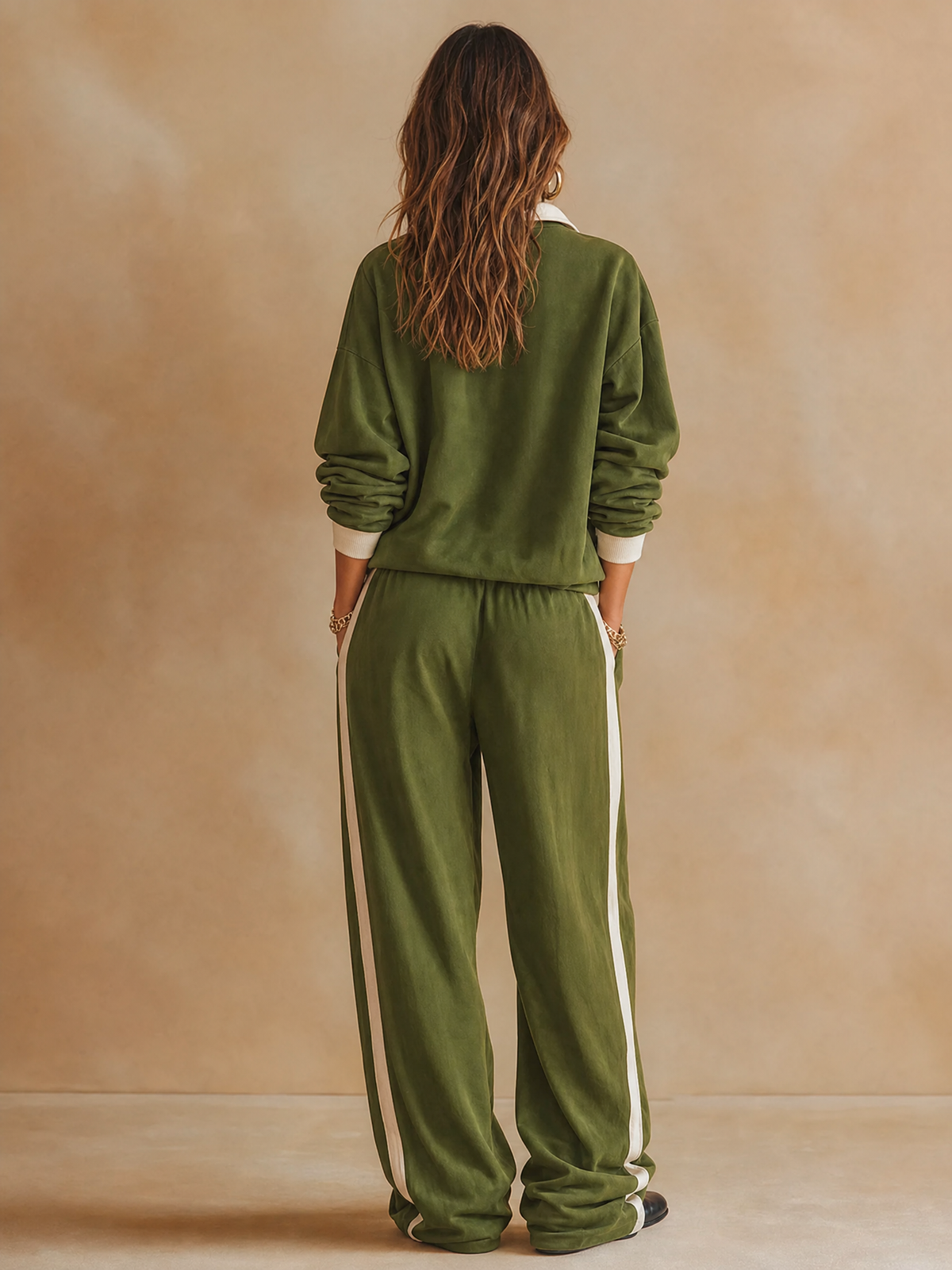 Ensemble femme à col polo et pantalon large