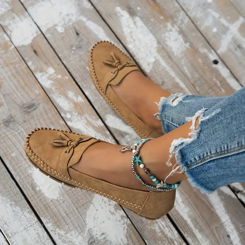 Mocassins Femme Souples à Nœud Décoratif et Semelle Flexible pour Usage Quotidien