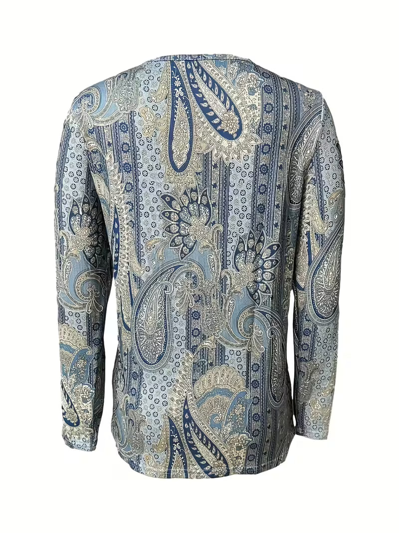 Haut femme imprimé paisley à col croisé boutonné