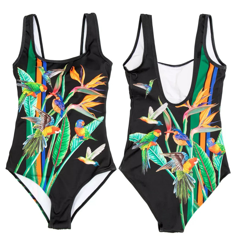 Maillot de Bain Femme Une Pièce Effet Sculptant Imprimé 3D Moderne Élégant